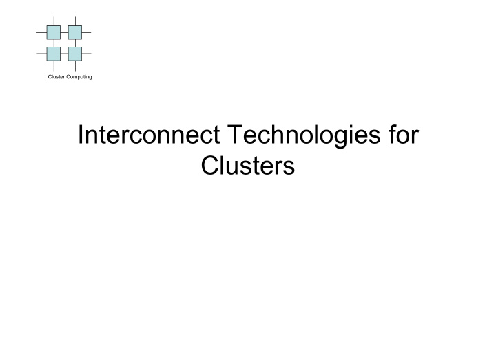 interconnect technologies for clusters interconnect