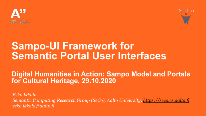 sampo ui framework for semantic portal user interfaces