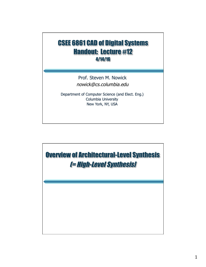 csee 6861 cad of digital systems