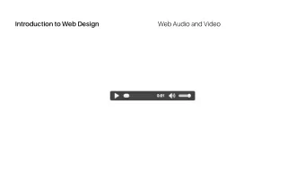 Introduction to Web Design  Web Audio and Video  Introduction to Web Design  Web Audio and Video