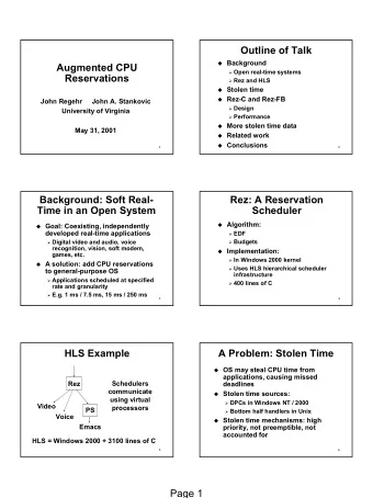 Page 1  Time Stolen by Network  Stolen Time Solutions  Receive Processing  Move CPU-intensive
