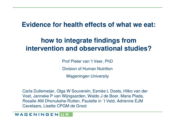 evidence for health effects of what we eat how to
