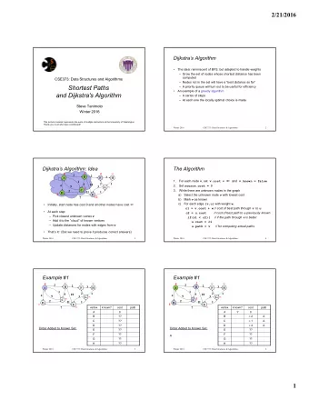 Shortest Paths   A priority queue will turn out to be useful for efficiency    An example of