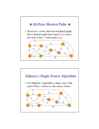 All-Pairs Shortest Paths   Given an n-vertex directed weighted graph,  find a shortest path from
