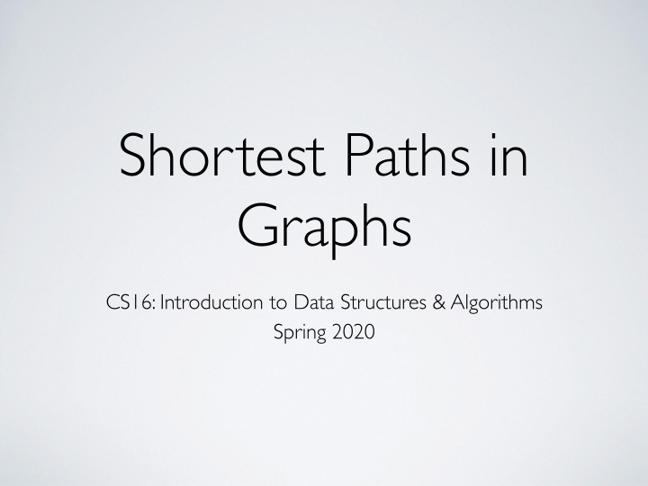 shortest paths in graphs