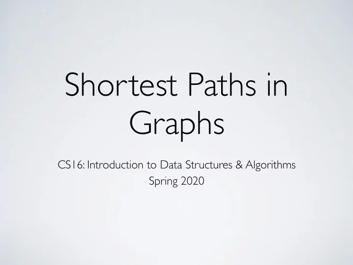shortest paths in graphs