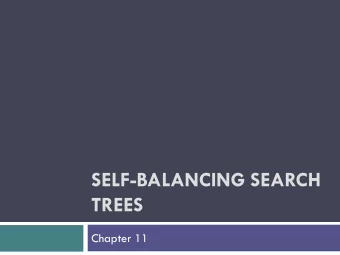 SELF-BALANCING SEARCH  TREES  Chapter 11  Tree Balance and Rotation  Section 11.1  Algorithm for
