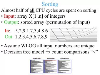 Sorting  Almost half of all CPU cycles are spent on sorting!  Input: array X[1..n] of integers