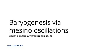 mesino oscillations  AKSHAY GHALSASI, DAVE MCKEEN, ANN NELSON  arxiv:1508.05392  The one minute