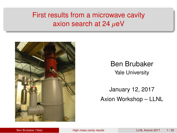first results from a microwave cavity axion search at 24
