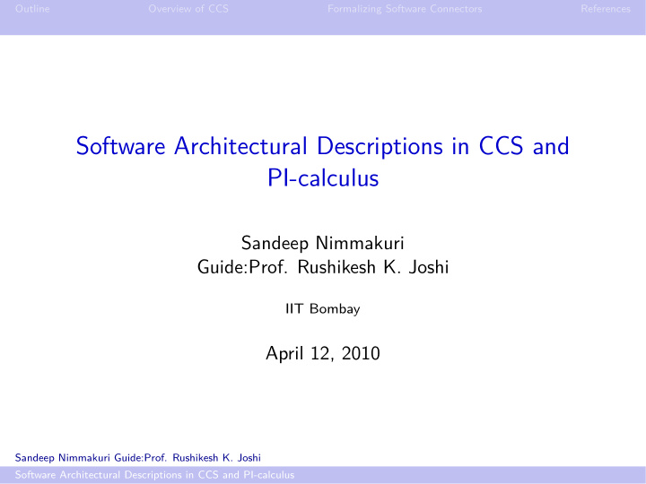 software architectural descriptions in ccs and pi calculus
