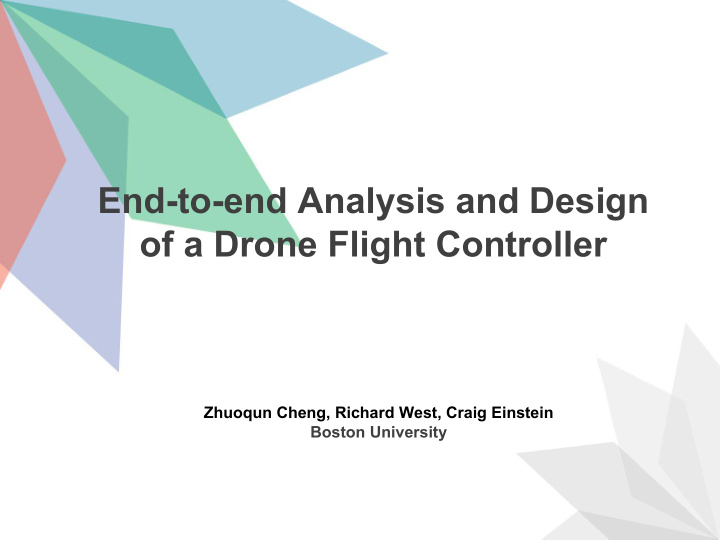end to end analysis and design of a drone flight