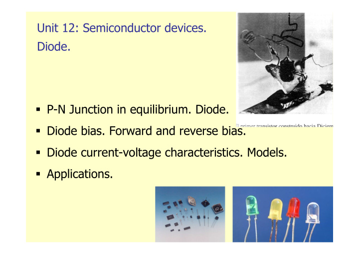 unit 12 semiconductor devices diode p n junction in