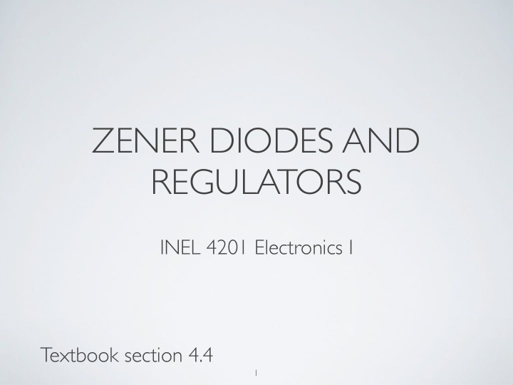 zener diodes and regulators
