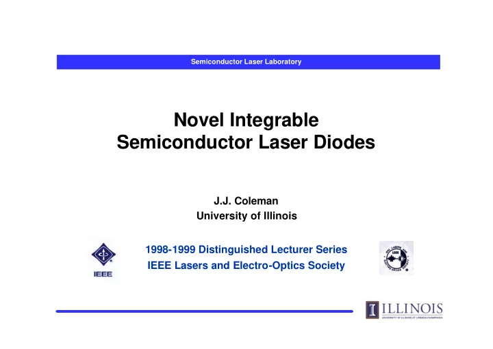 novel integrable semiconductor laser diodes