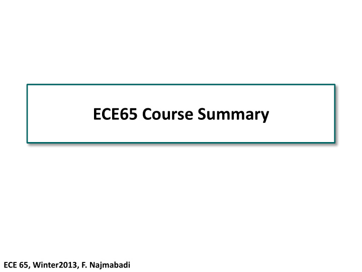 ece65 course summary