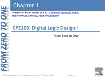 Chapter 1  Professor Brendan Morris, SEB 3216, brendan.morris@unlv.edu