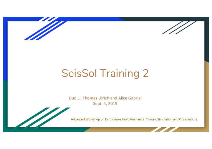 seissol training 2