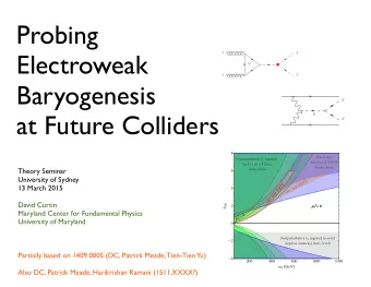 Probing  Electroweak  g  h  Q  g  h  Baryogenesis  S  at Future Colliders  h  S   One - Loop