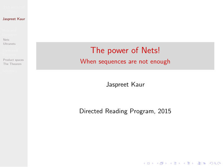 the power of nets