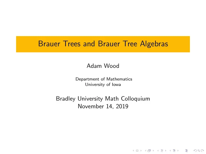 brauer trees and brauer tree algebras