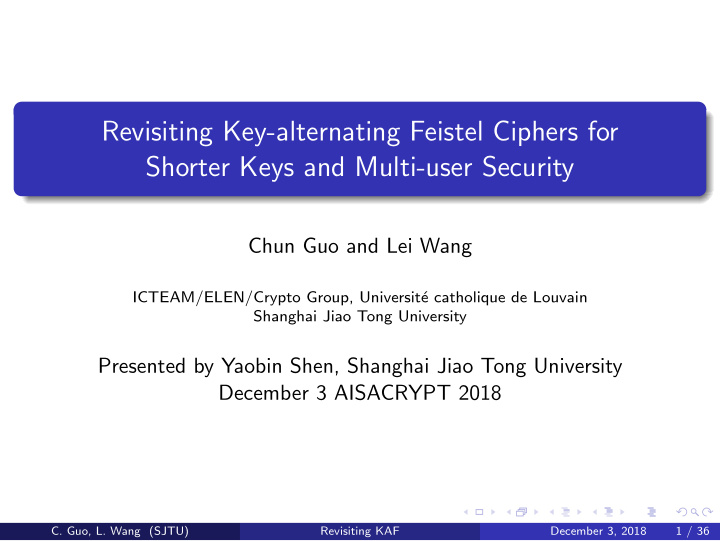 revisiting key alternating feistel ciphers for shorter