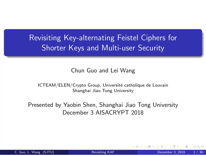 revisiting key alternating feistel ciphers for shorter