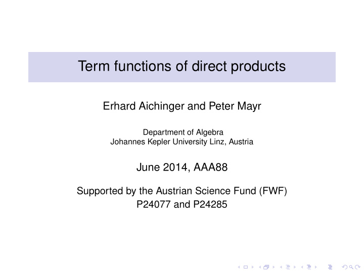 term functions of direct products