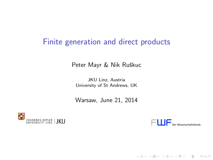 finite generation and direct products