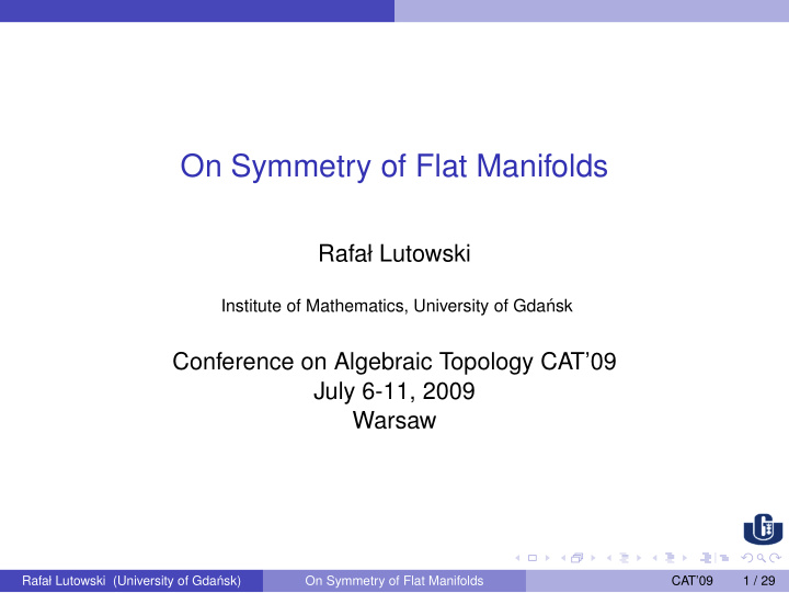 on symmetry of flat manifolds