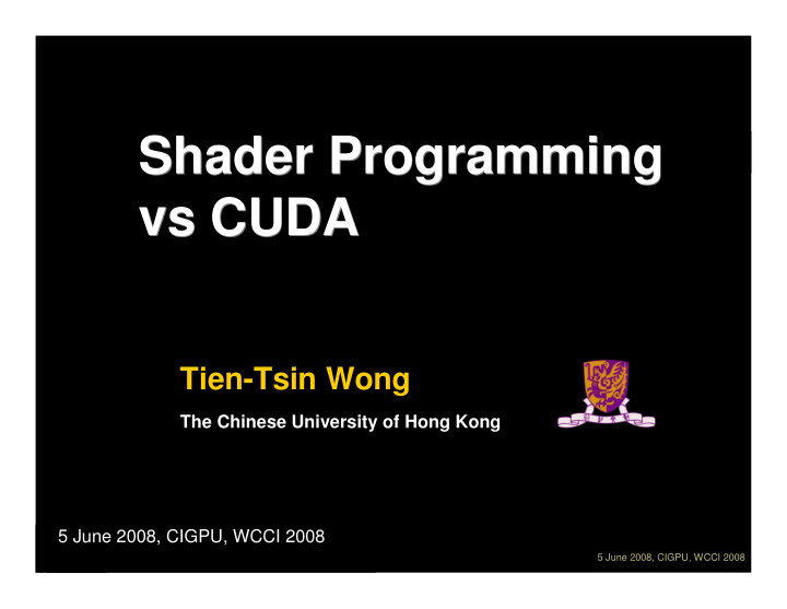 shader programming shader programming vs cuda vs cuda
