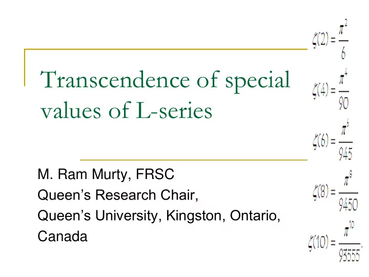 transcendence of special