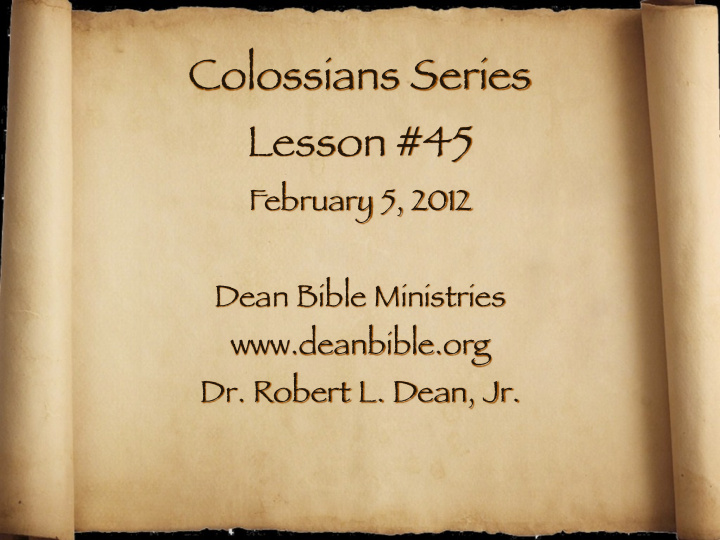 colossians series lesson 45