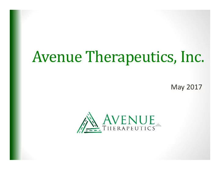 avenue therapeutics inc