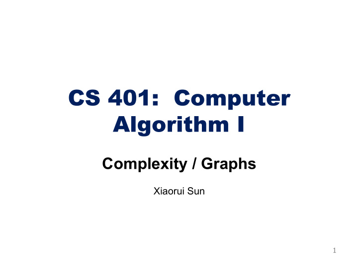 cs 401 computer algorithm i