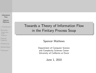 Towards a Theory of Information Flow  -Transducers  in the Finitary Process Soup  Dynamics
