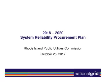 2018  2020  System Reliability Procurement Plan  Rhode Island Public Utilities Commission