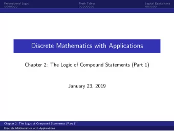 Discrete Mathematics with Applications  Chapter 2: The Logic of Compound Statements (Part 1)