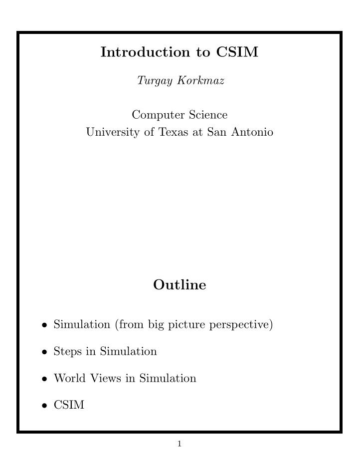 introduction to csim