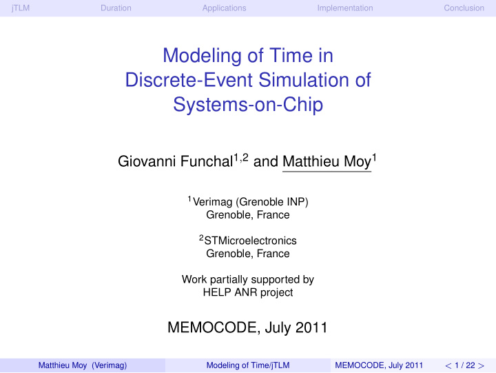 modeling of time in discrete event simulation of systems