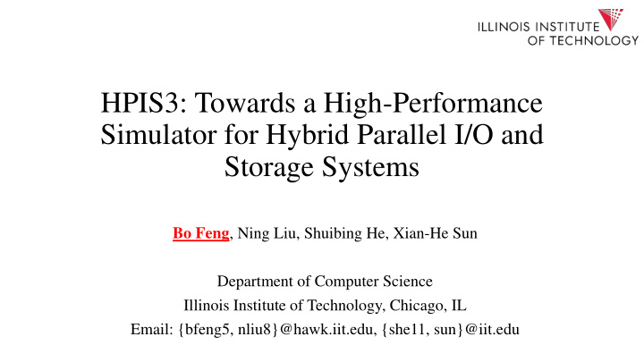 hpis3 towards a high performance simulator for hybrid