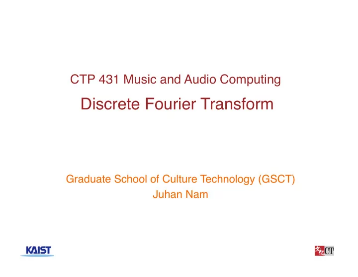discrete fourier transform