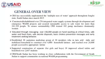 GENERAL OVER VIEW  CRS has successfully implemented the multiple uses of water approach