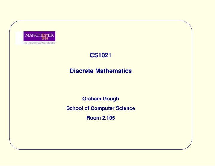 cs1021 discrete mathematics