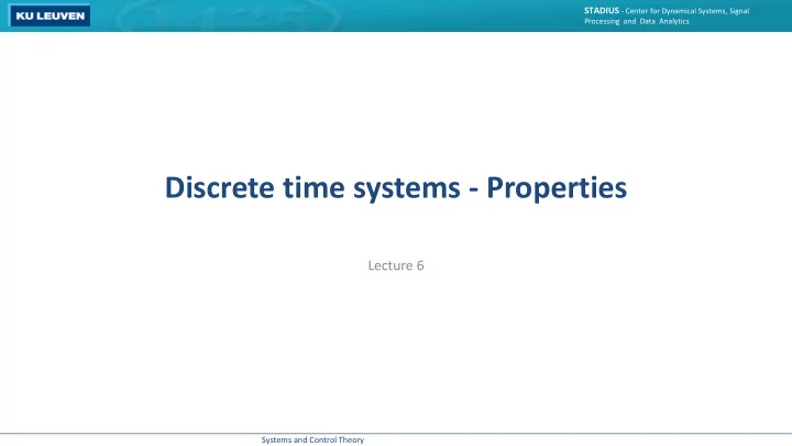 discrete time systems properties