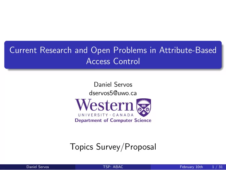 current research and open problems in attribute based