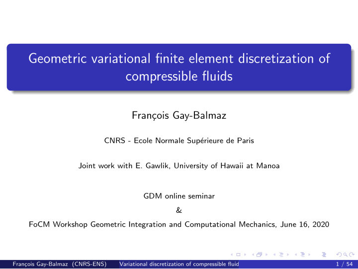geometric variational finite element discretization of