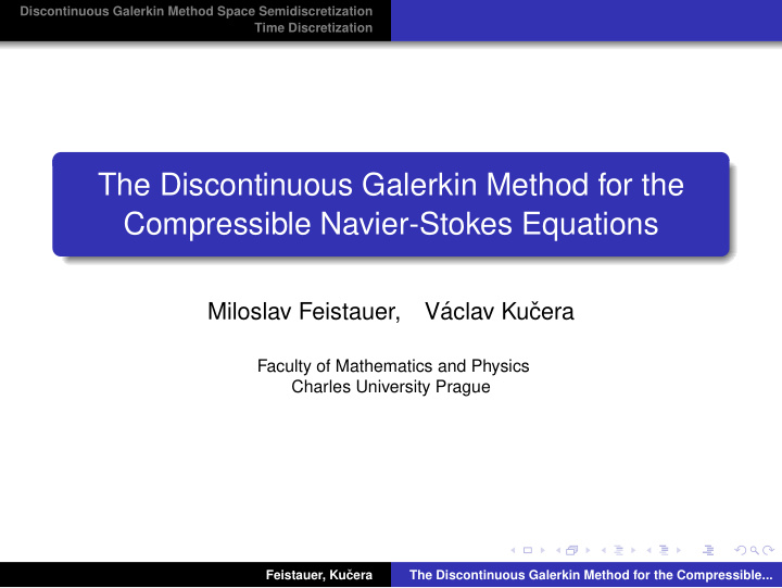 the discontinuous galerkin method for the compressible