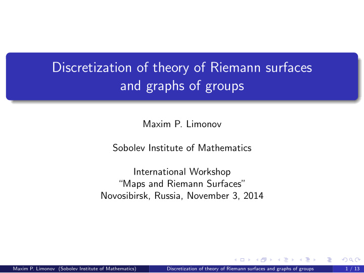 discretization of theory of riemann surfaces and graphs