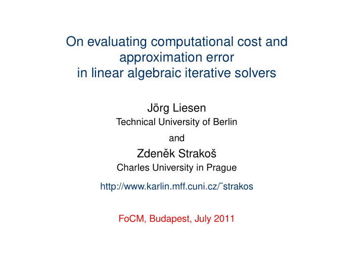 on evaluating computational cost and approximation error